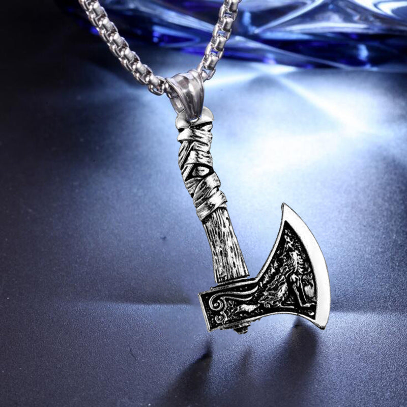Wholesale Pirate Wolf Axe Stainless Steel Necklace